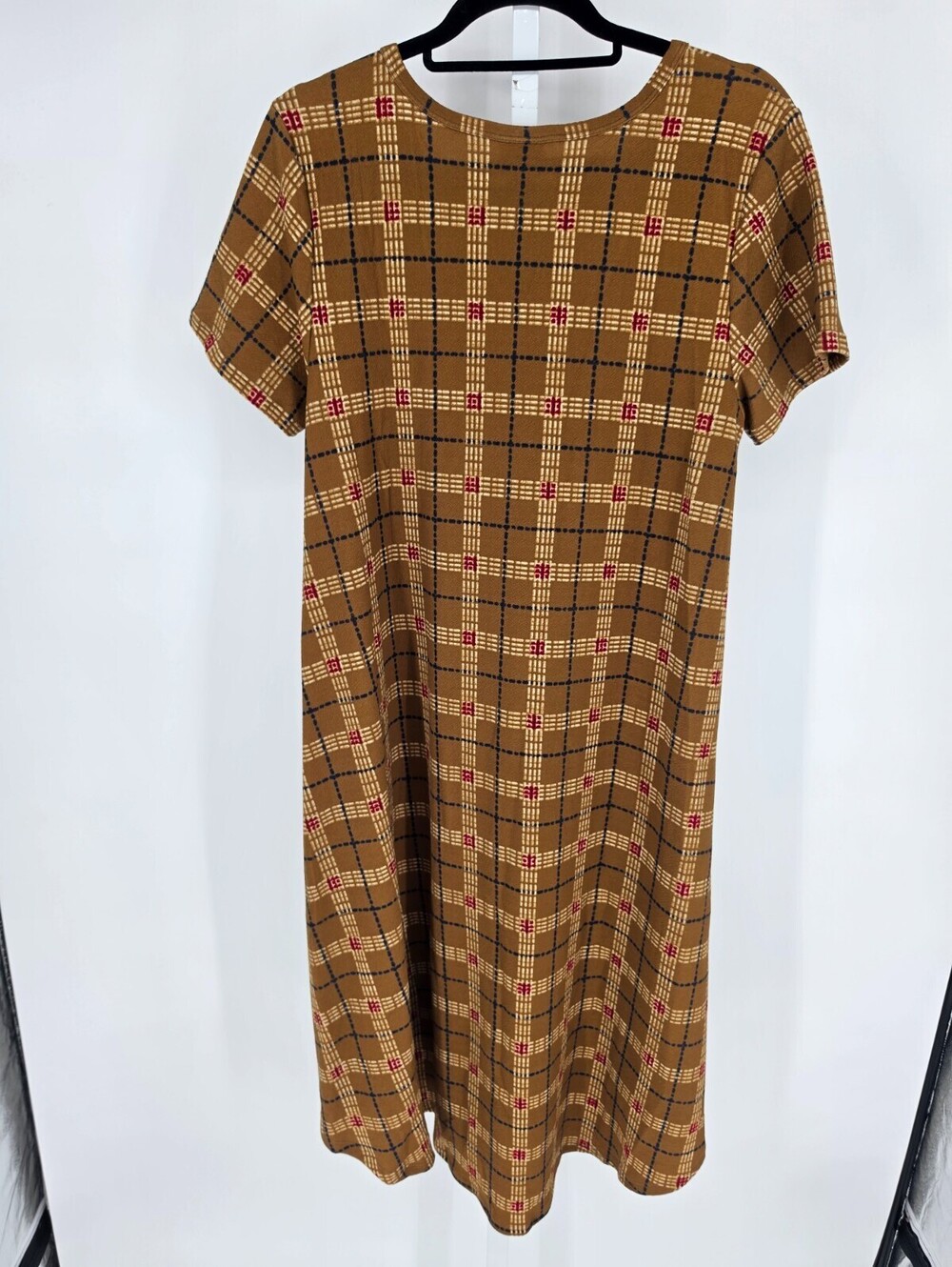 Lularoe Womens Sz L Carly Dress Brown Plaid Print NEW - Picture 4 of 4